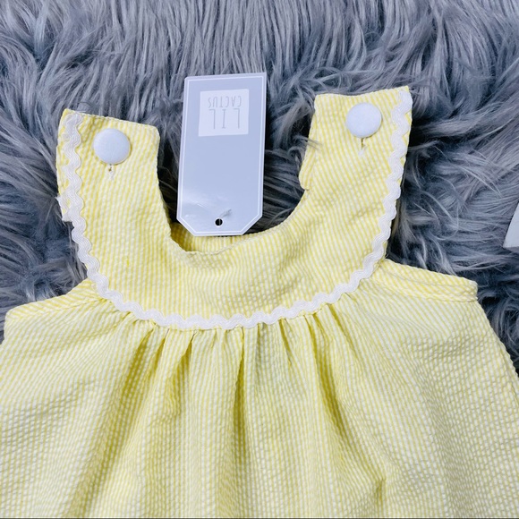 LIL CACTUS seersucker dress | yellow - white | - Picture 3 of 8